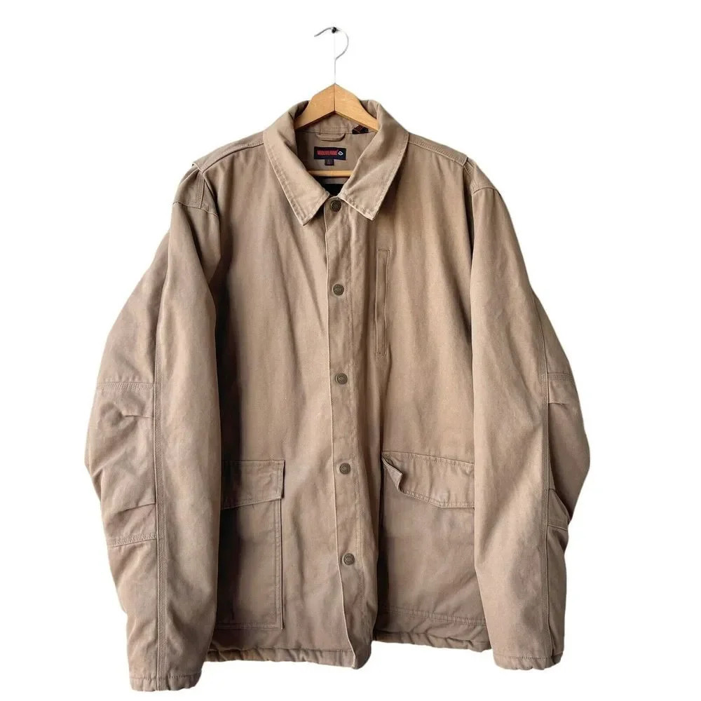 WOLVERINE Men’s Jacket Brown Size XL Khaki Durable Outdoor Gear Quilted Lining